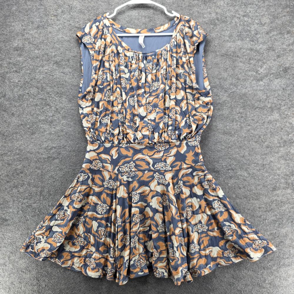Daily Practice Dress Womens Medium Blue Floral Fit Flare Sleeveless Boho